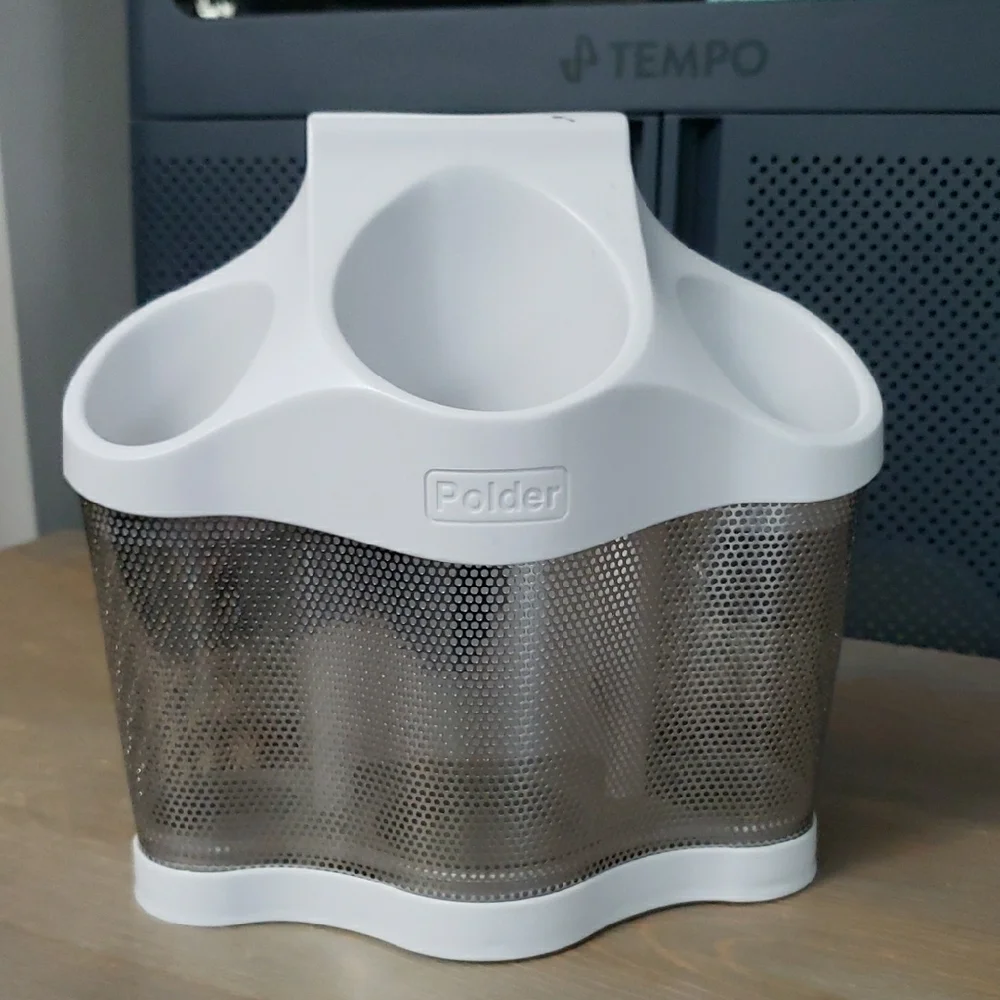 Polder White and Silver Hot Electric Styling Tools Storage Caddy